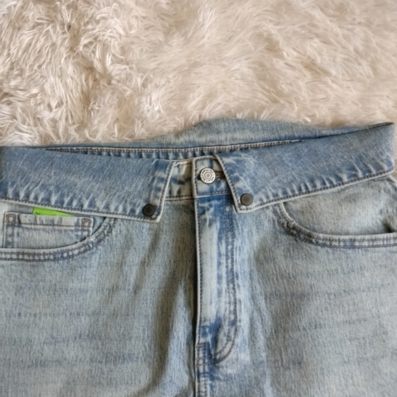New Willow & Root Sz 34 washed denim raw hem folded up waist distressed shorts - Picture 2 of 11